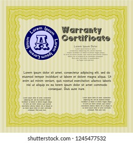 Yellow Warranty template. Printer friendly. Modern design. Detailed. 
