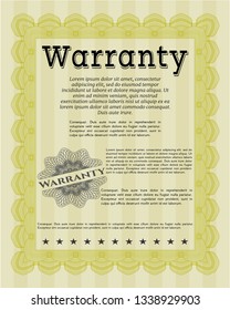 Yellow Warranty template. Printer friendly. Money Pattern design. Vector illustration. 