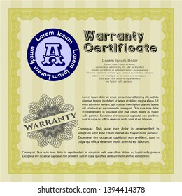Yellow Warranty template. Printer friendly. Customizable, Easy to edit and change colors. Perfect design. 