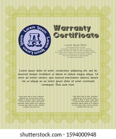 Yellow Warranty template. Printer friendly. Vector illustration. Lovely design. 