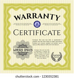 Yellow Warranty template. With quality background. Retro design. Customizable, Easy to edit and change colors. 