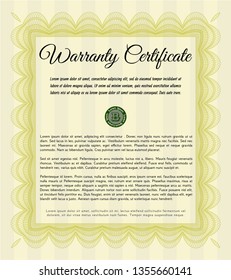Yellow Warranty template. With quality background. Good design. Detailed. 