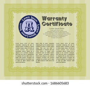 Yellow Warranty template. Superior design. With complex linear background. Customizable, Easy to edit and change colors. 