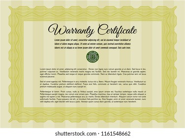 Yellow Warranty. Vector illustration. Complex background. Beauty design. 