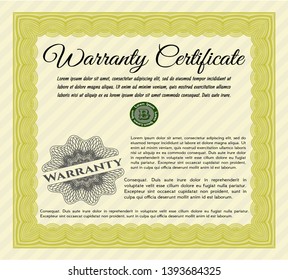 Yellow Warranty. Vector illustration. Complex background. Modern design. 