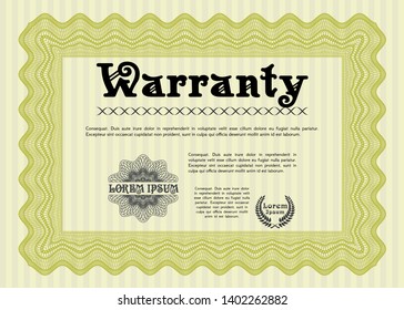 Yellow Warranty. Vector illustration. Complex background. Perfect design. 