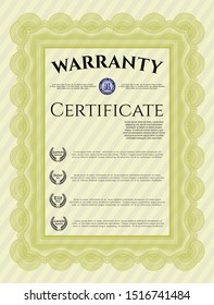 Yellow Warranty. Vector illustration. Complex background. Retro design. 