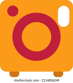 Lavadora amarilla, ilustración, vector sobre fondo blanco.
