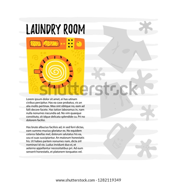 Yellow Washing Machine Laundry Rooms Include Royalty Free Stock