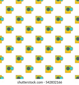 Yellow washing machine pattern. Cartoon illustration of yellow washing machine vector pattern for web