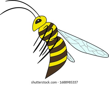 icono vectorial de la mosca de la avispa amarilla