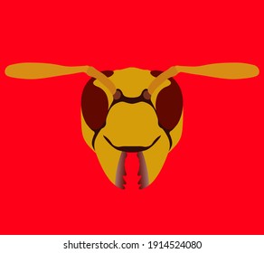 yellow wasp on red background 