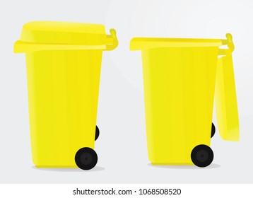 Yellow waste bin. vector illustration
