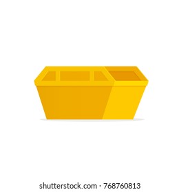 Yellow waste skip bin. Vector illustration isolated on white background