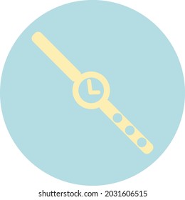 Reloj amarillo, ilustración, vector, sobre fondo blanco.