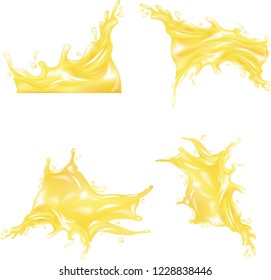 Yellow  water splashes on a white background.illustration vector