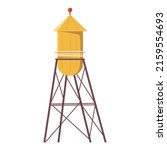 Yellow water tower vector cartoon illustration isolated on a white background.