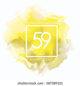 yellow watercolor 59 years anniversary. golden cloud vector design.isolated on white background.