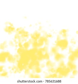 yellow watercolor blotch pattern witch blurred clusters of rounded elements on white background, vector illustration