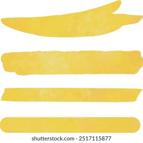 
Yellow watercolor brush line,line set handwritten style