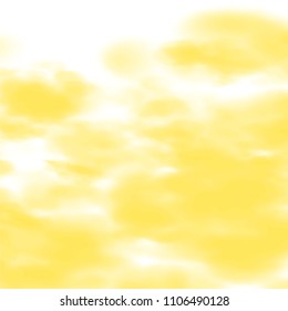 yellow watercolor brush stroke cloudscape pattern on white background, vector illustration