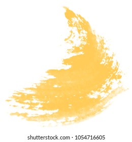 yellow watercolor brush stroke pattern, feather shaped element on white background, vector illustration