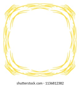 yellow watercolor brush strokes circle frame border pattern, vector illustration
