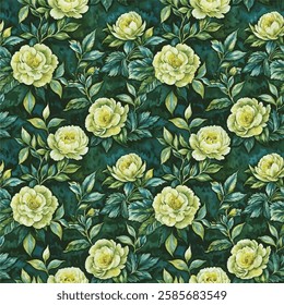  yellow watercolor flower illustration with green background like a very beautiful leaf