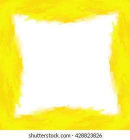 Yellow Watercolor Frame with Empty Center. Border Isolated on White Background. Vector Illustration. Yellow Ink Color Frame. Design Element.