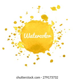 Yellow watercolor hand draw splash vector background