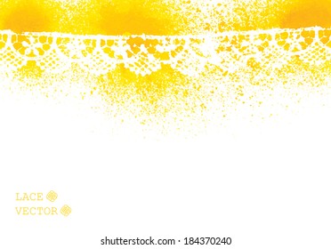 yellow watercolor lace. hand made drawing. 