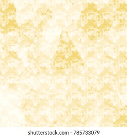 yellow watercolor lace pattern with transparent triangle shapes and spots in different shades, vector illustration