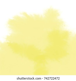 yellow watercolor pattern with overlapping areas and fringed border on white background, vector illustration