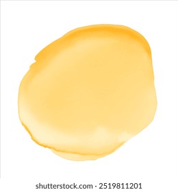 Yellow watercolor round shape, stain, blob, circle. Hand drawn watercolor abstract element