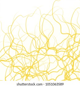 yellow watercolor scribble pattern with messy lines and loose ends on white background, vector illustration