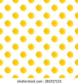Yellow Watercolor Seamless Texture With Polka Dots