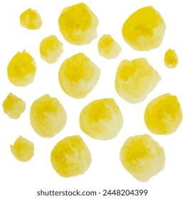Yellow watercolor shape collection. Vector set of the round stains for seamless integration into your design projects, offering a versatile backdrop with an artistic touch