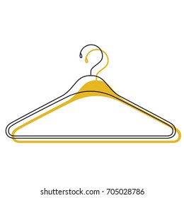 yellow watercolor silhouette of clothes hanger icon vector illustration