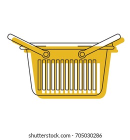 yellow watercolor silhouette of laundry basket with two handles vector illustration