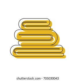 yellow watercolor silhouette of stack folded bath towels vector illustration