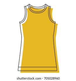 yellow watercolor silhouette of t-shirt without sleeves men vector illustration