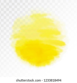 Yellow watercolor spot, isolated on transparent background. Vector illustration.