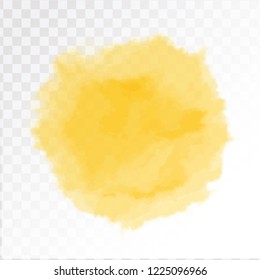 Yellow watercolor sun, isolated on transparent background. Vector Illustration.