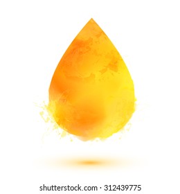 Yellow Watercolor Vector Oil Drop Isolated On White