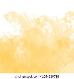 yellow watercolor wave splash pattern with fringed stained strokes on upper border, vector illustration