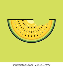 Yellow Watermelon Fruit Cartoon Vector Icon Illustration. Food Fruit Icon Concept Isolated Premium Vector. Flat Cartoon Style Suitable for Web Landing Page, Banner, Sticker, Background