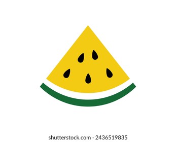 Yellow watermelon icon vector. Slice of juicy summer watermelon vector design on white background. Vector Illustration 