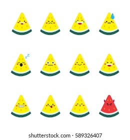 Yellow watermelon modern flat emoticon set