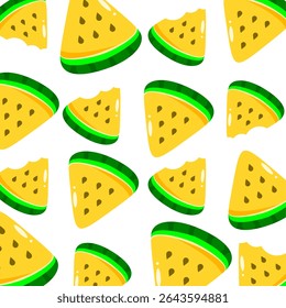 Yellow watermelon seamless pattern. Cute fruit cartoon. Can be used for wallpaper, paper wrapping, and fashion fabric