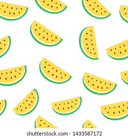 Yellow watermelon seamless summer pattern